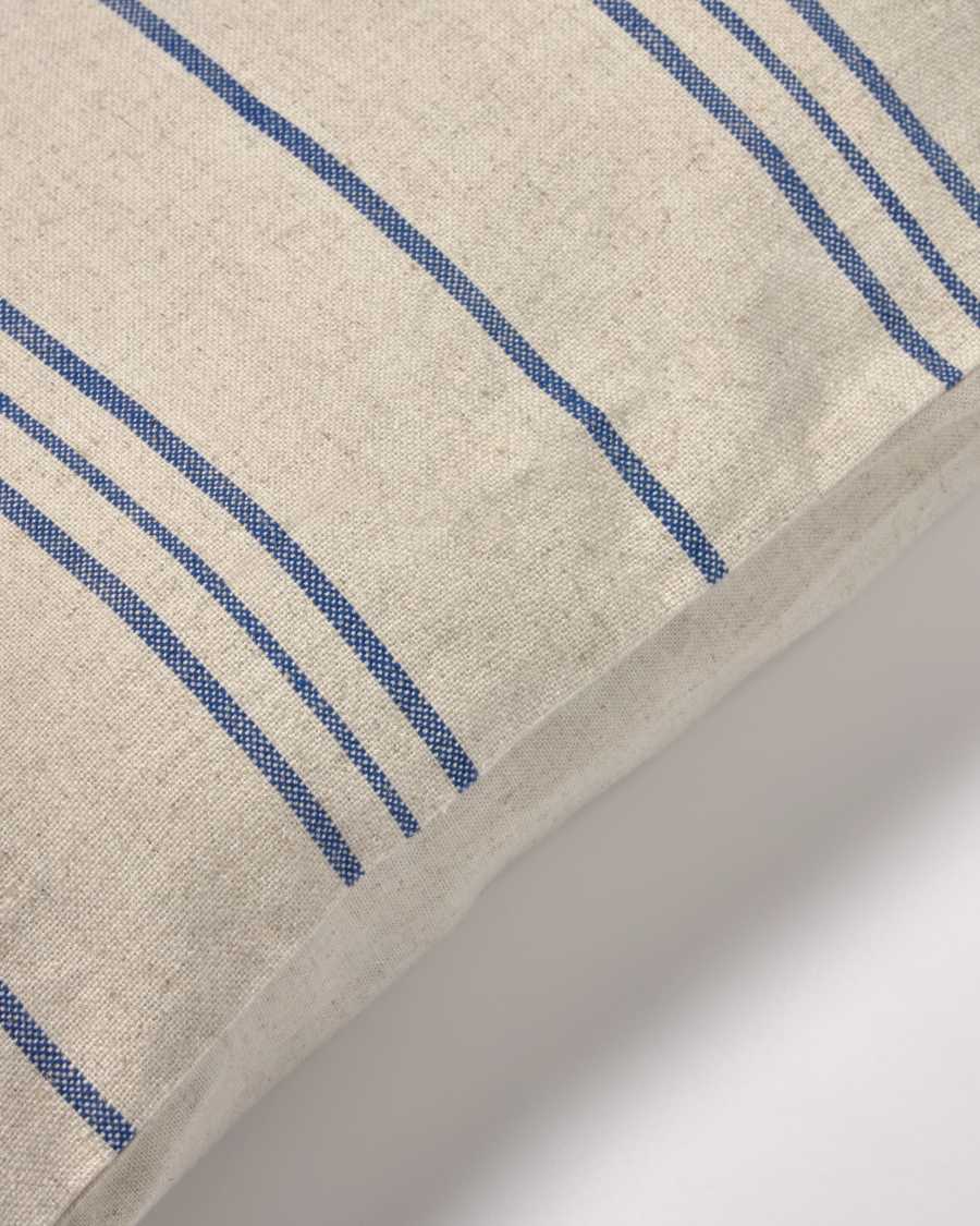 Housse de coussin Ziza 100% coton fines rayures bleu et blanc 45 x 45 cm