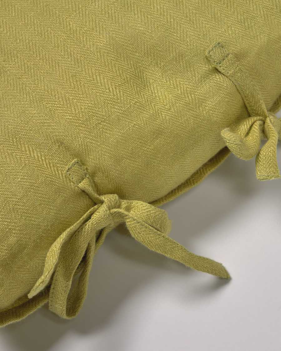 Tazu 100% linen cushion cover in green 30 x 50 cm