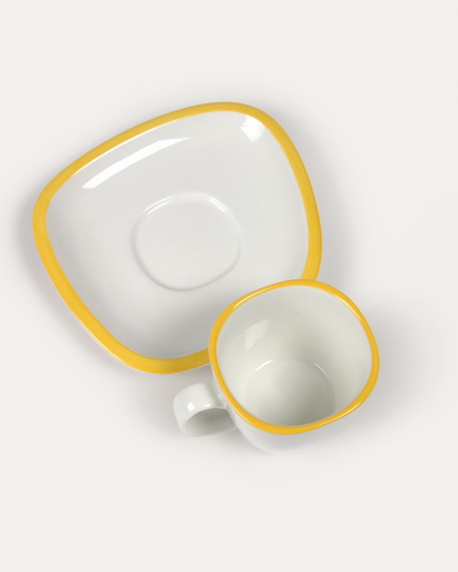 Odalin porcelain coffee cup in yellow and white