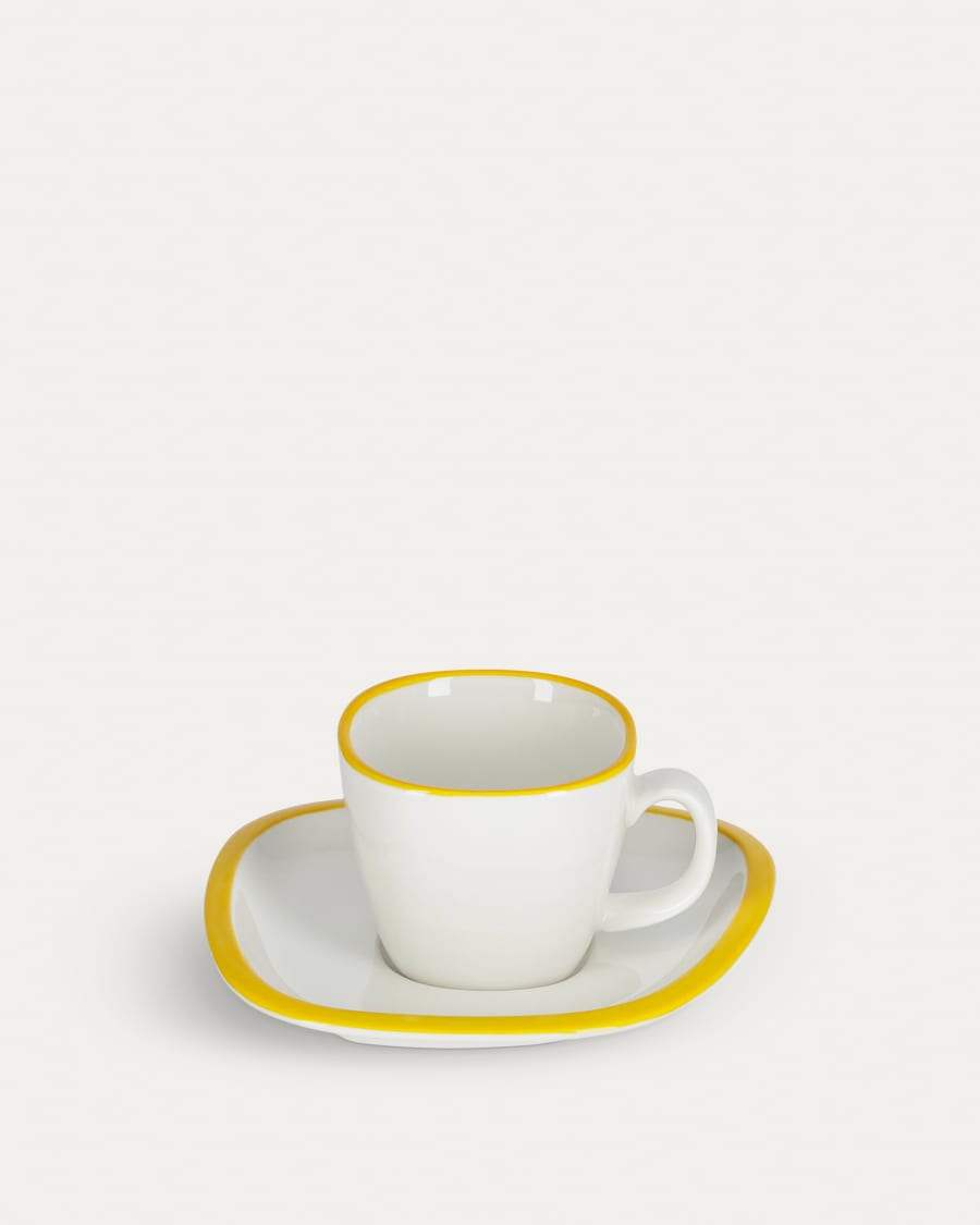 Odalin porcelain coffee cup in yellow and white