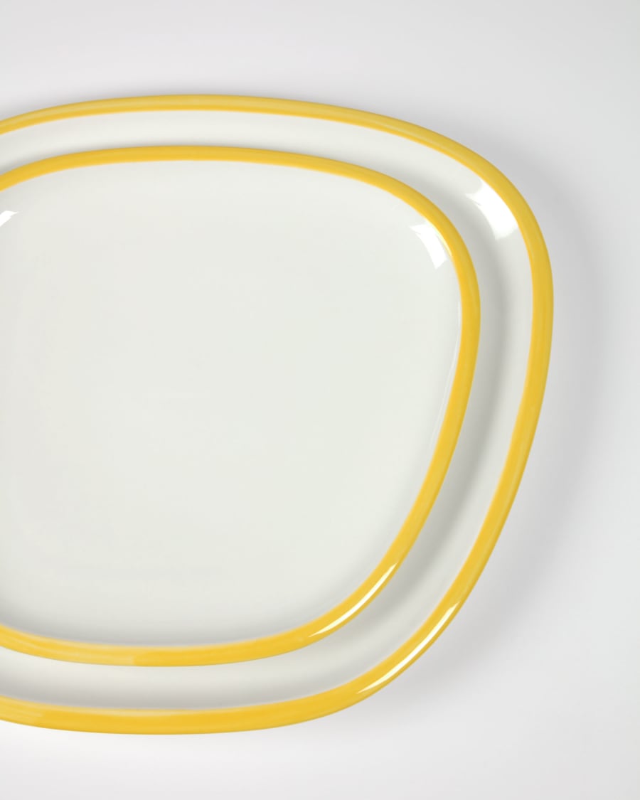 Odalin porcelain dinner plate in yellow and white