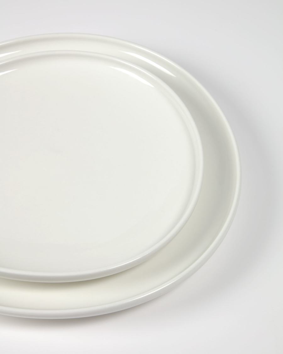 Pahi round porcelain dessert plate in white