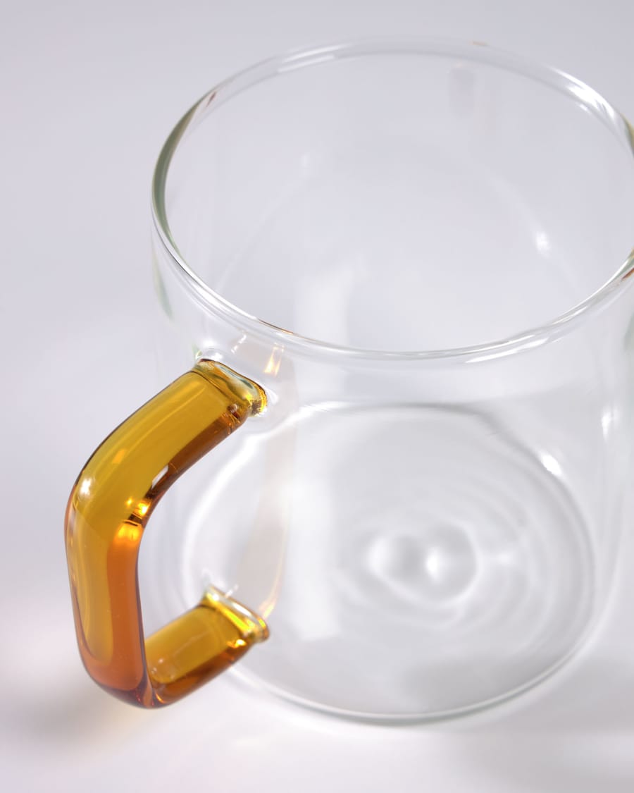 Tasse Coralie en verre transparent et orange