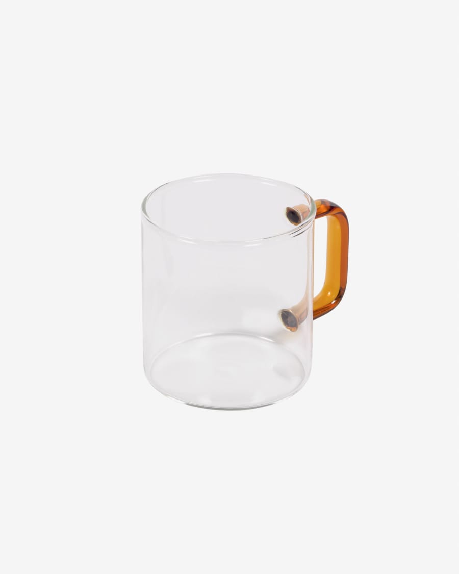 Tasse Coralie en verre transparent et orange