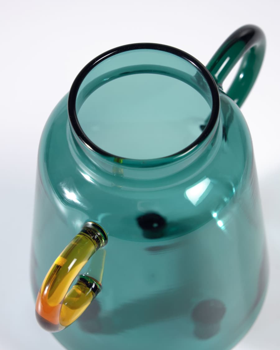 Iarena turquoise and multicoloured glass vase 14,5 cm