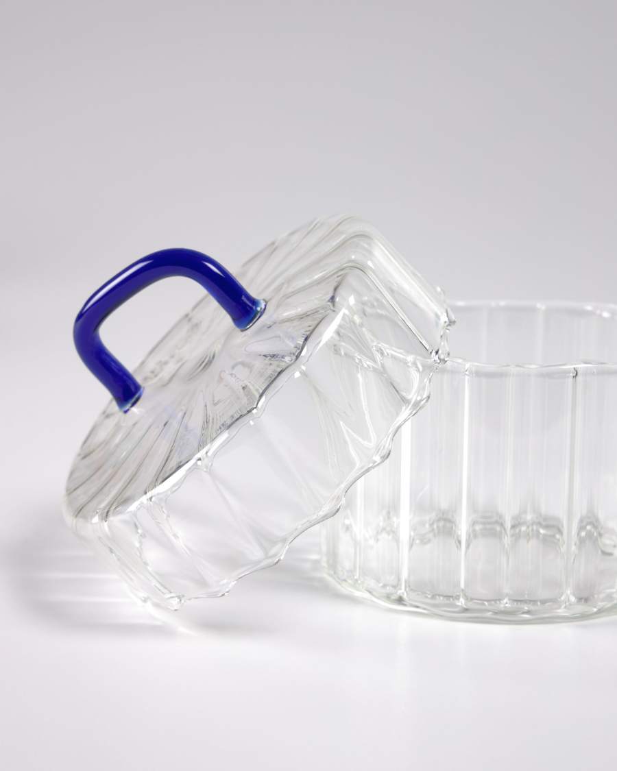 Gretel transparent and blue glass jar