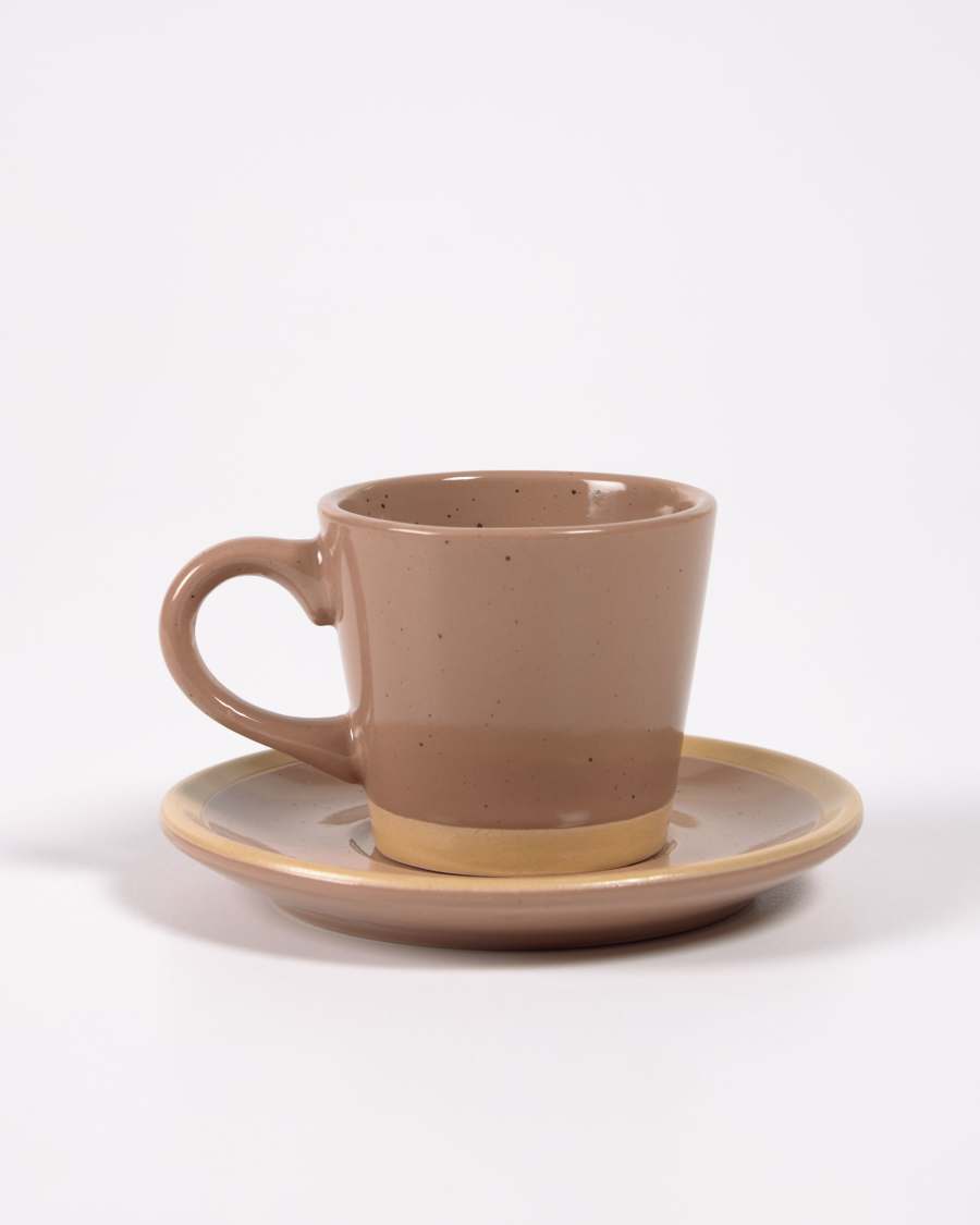 Tilia ceramic coffee cup and saucer light brown