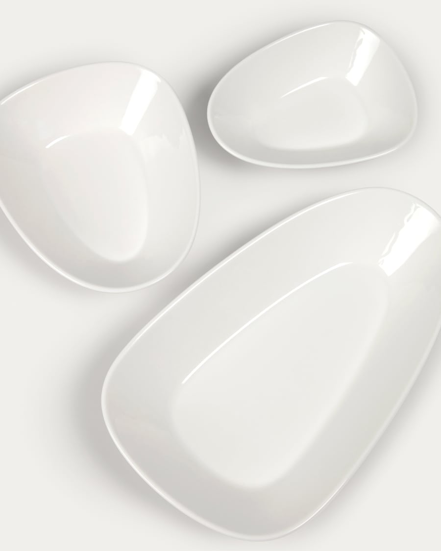 Pierina set of 3 porcelain bowls in white