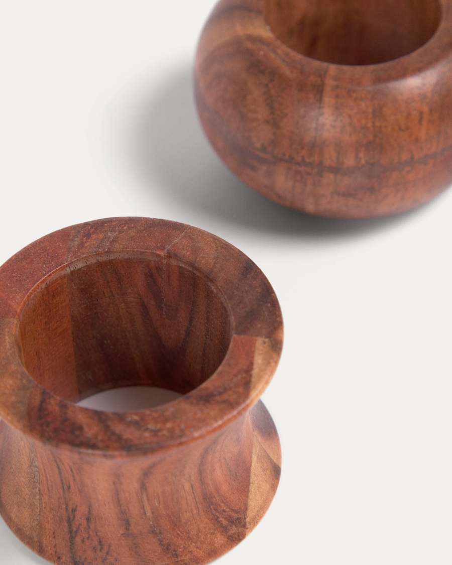Conjunt Tamer de 2 anells per a tovalló de fusta massissa d'acàcia
