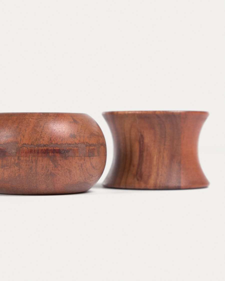 Conjunt Tamer de 2 anells per a tovalló de fusta massissa d'acàcia