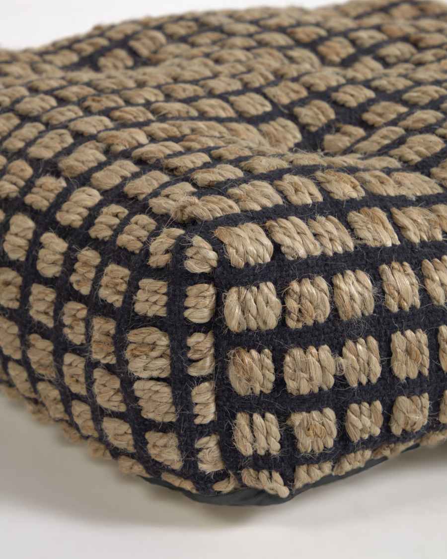 Adelma jute and cotton floor cushion and pallet in black and neutral 60 x 120 cm