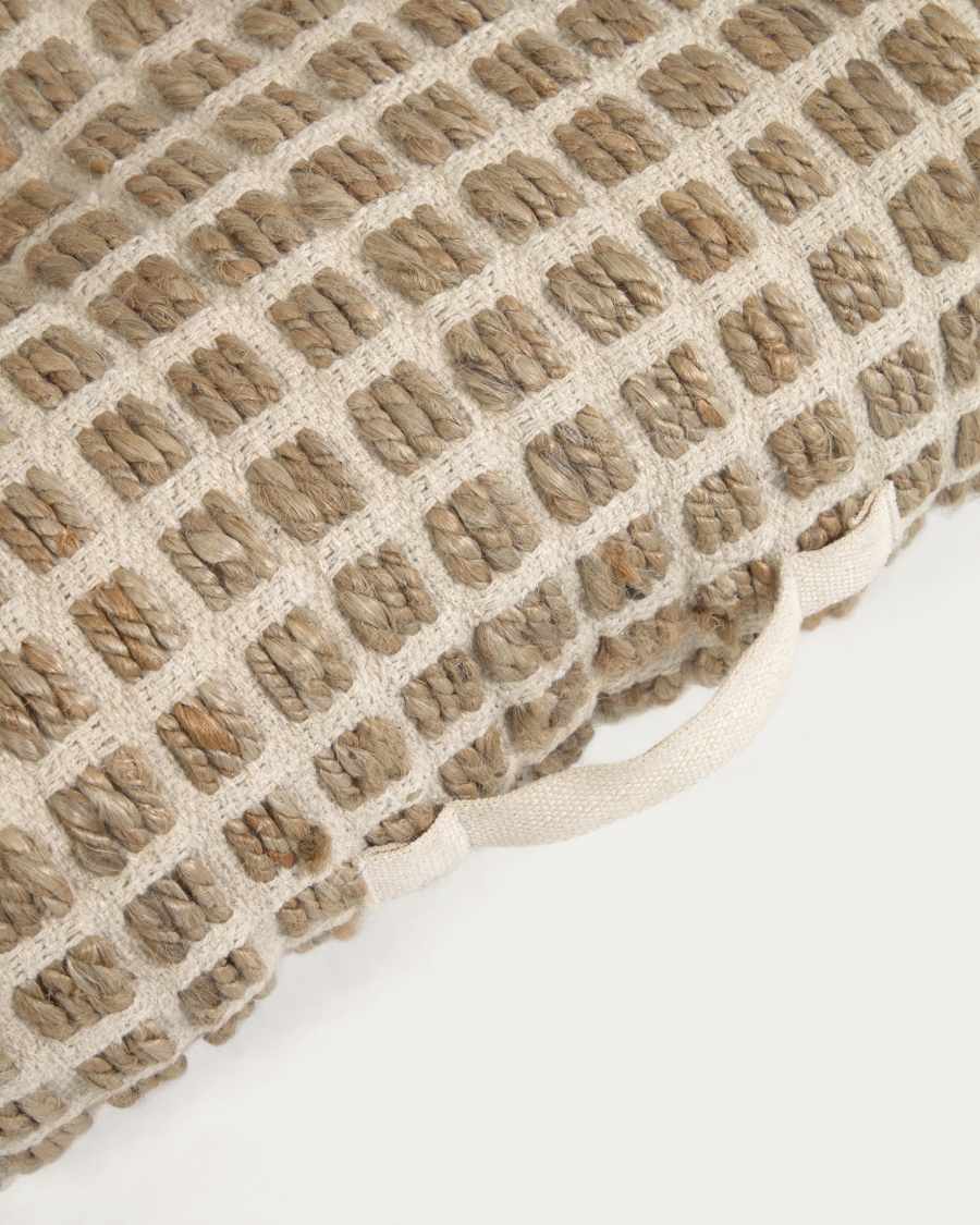 Cuscino da terra o per pallet Adelma iuta e cotone bianco e naturale 63 x 63 cm
