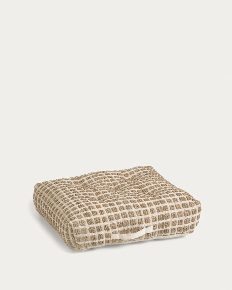 Cuscino da terra o per pallet Adelma iuta e cotone bianco e naturale 63 x 63 cm