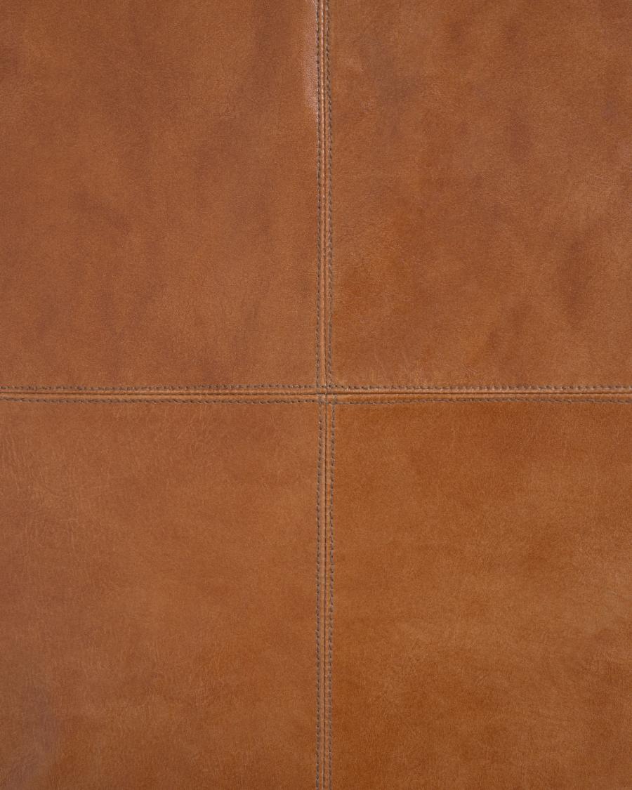 Cesia brown buffalo hide bench with wooden base 120 cm