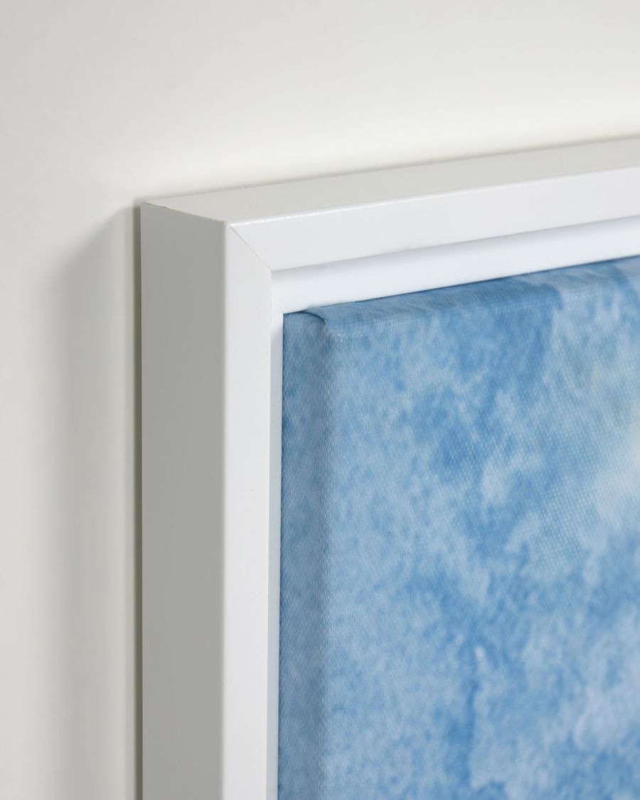 Set Maeva di 2 quadri in legno bianco con acque blu e bianche 40 x 40 cm