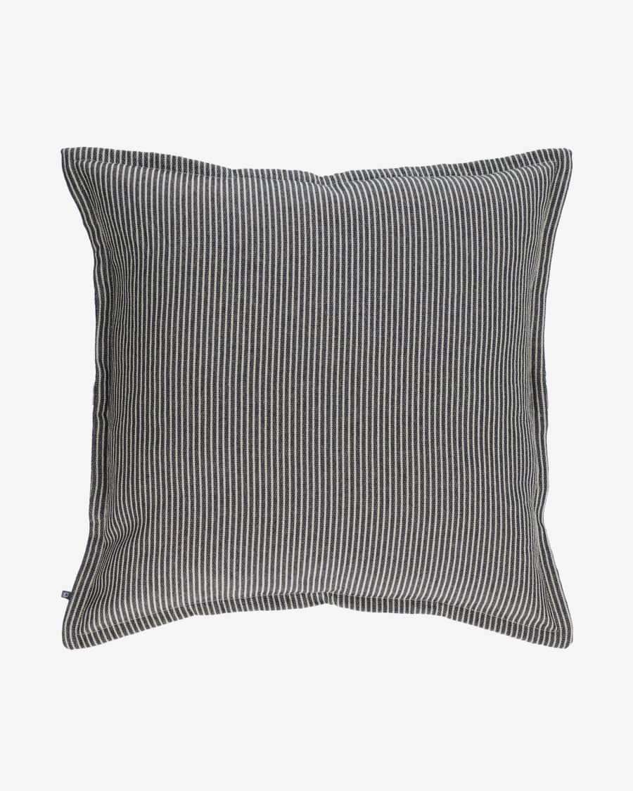 Aleria cotton cushion cover with white and grey stripes 60 x 60 cm