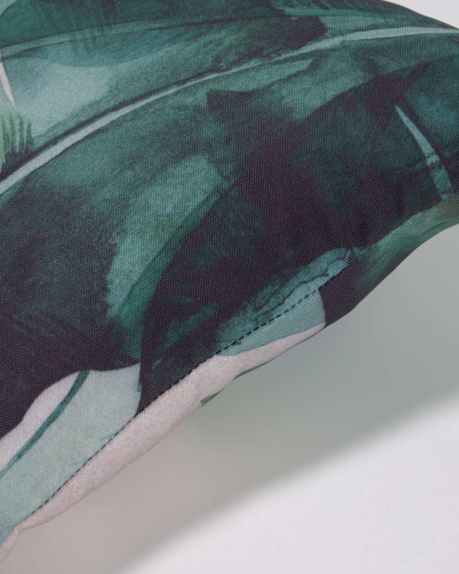 Hermie cushion cover with green leaves 30 x 50 cm