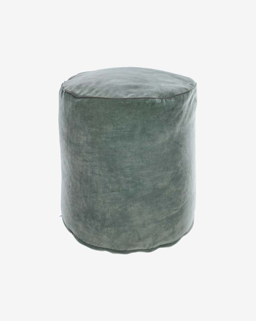 Pouf rond Brunetta en velours turquoise foncé Ø 40 cm
