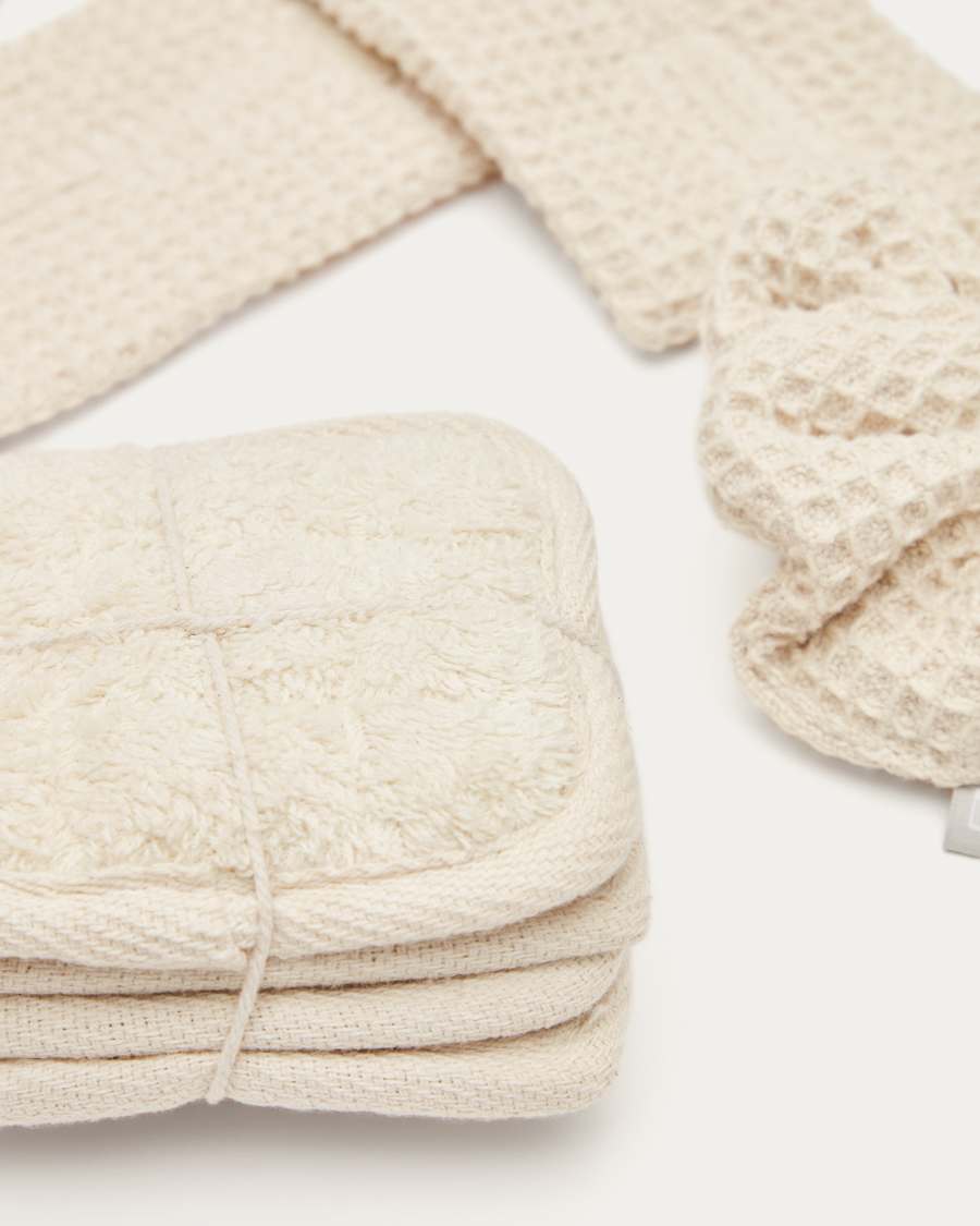 Set Menelik de tampons exfoliants pour le visage et le corps, turban et élastique pour les cheveux