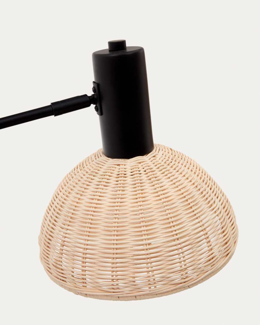 Damila floor lamp in rattan and black metal UK
