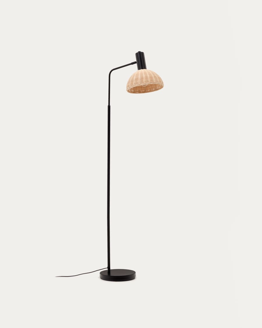 Damila floor lamp in rattan and black metal UK