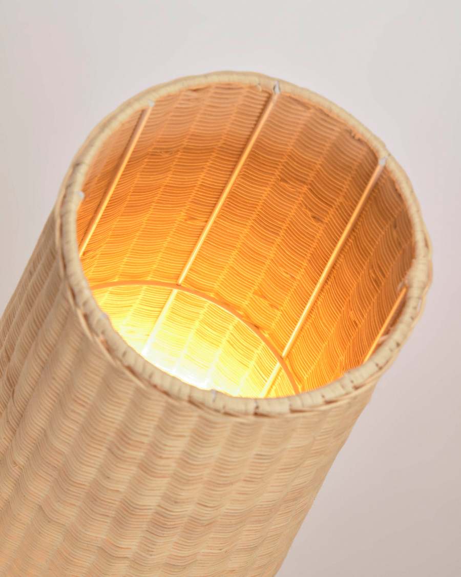 Large Kamaria floor lamp in rattan with natural finish UK adapter