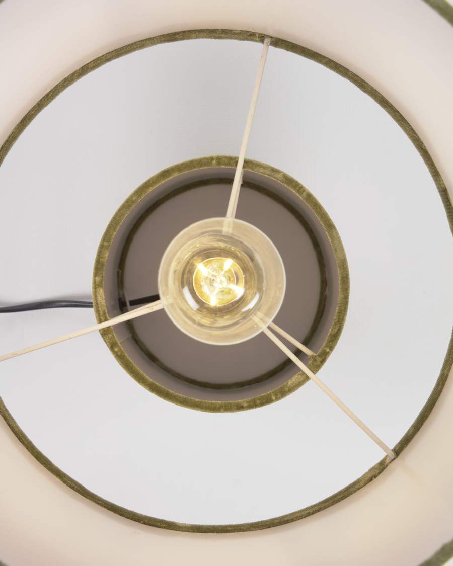 Llum de taula Eastend de vellut verd amb adaptador UK