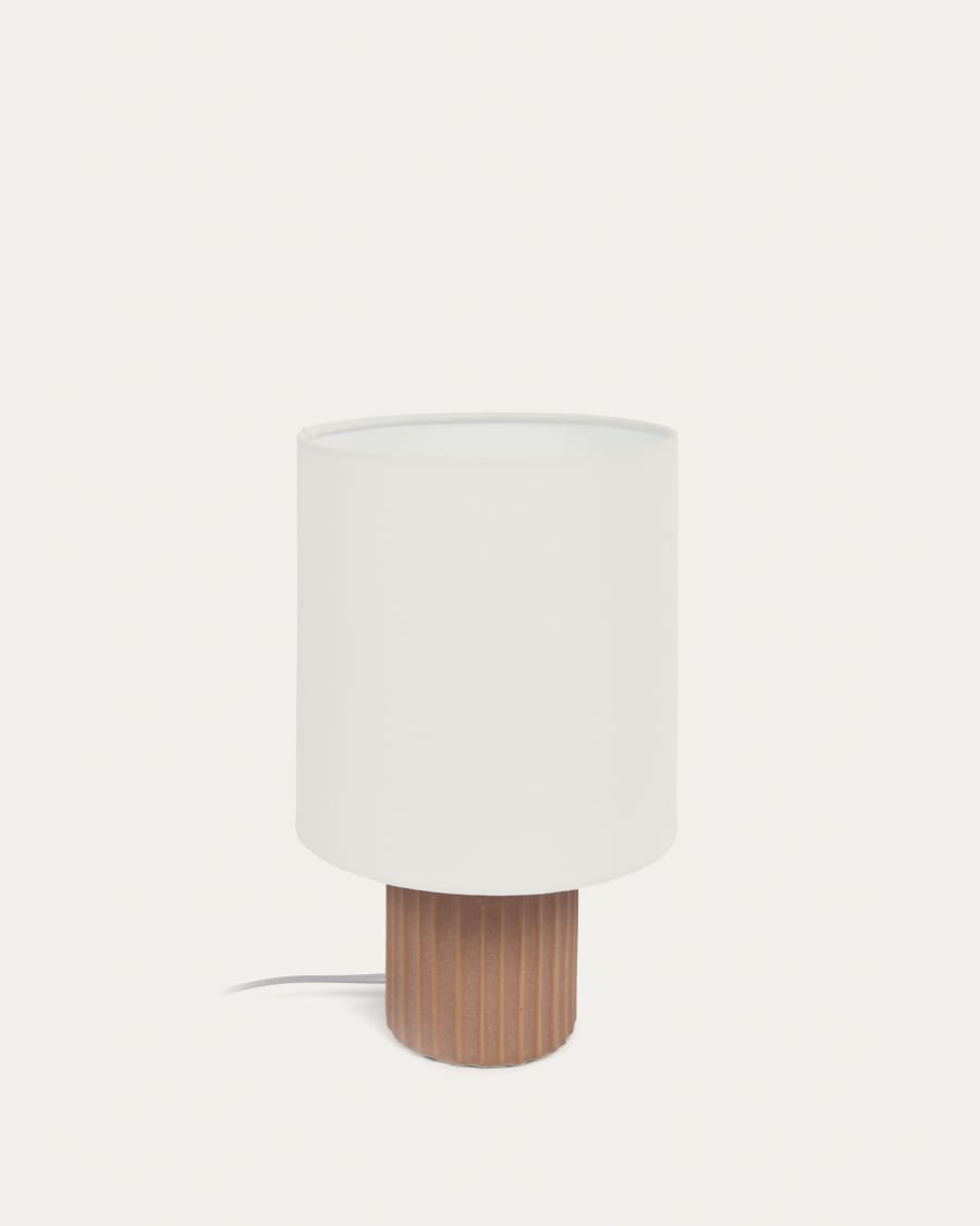 Eshe table lamp in ceramic with terracotta and white finish UK adapter