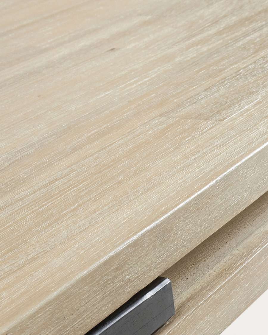 Mesa de centro Thinh de madera maciza de acacia y patas de acero acabado negro 125 x 70 cm
