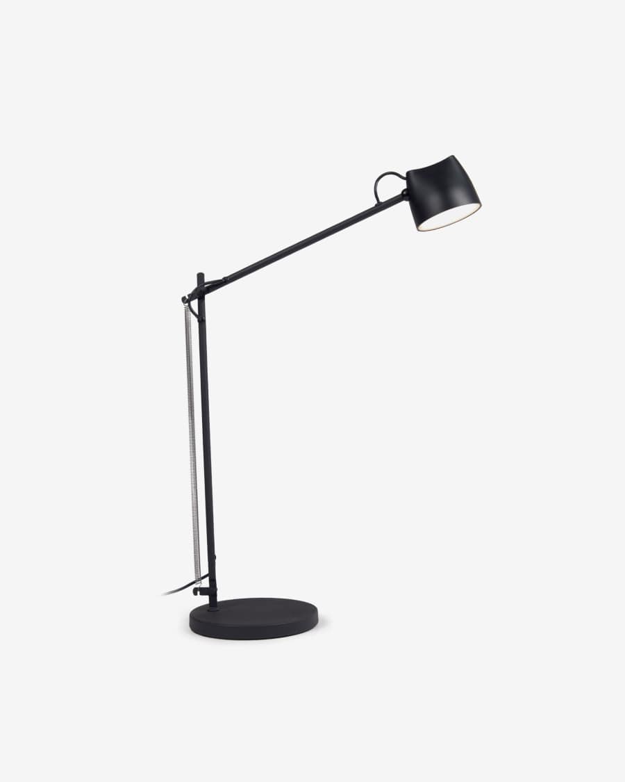 Lámpara de mesa Eldina de metal con acabado negro