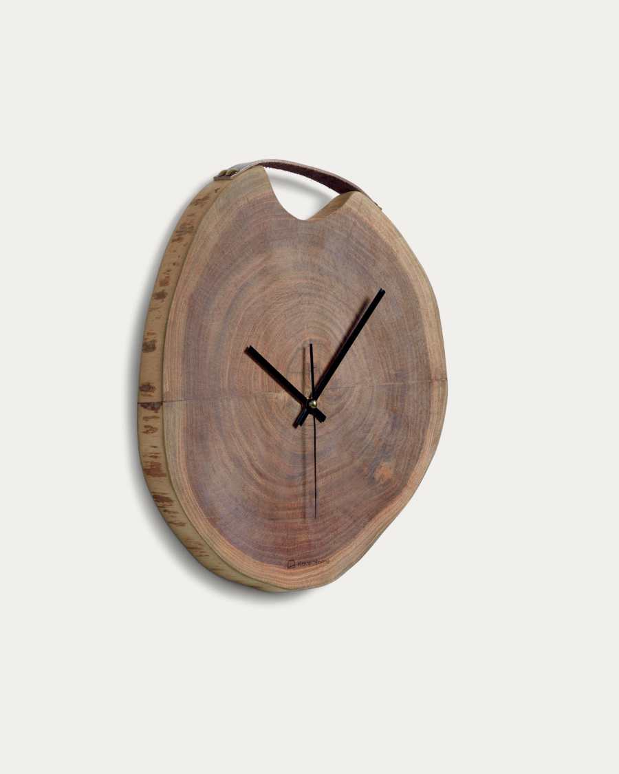Yuliana round wall clock in solid acacia wood Ø 30 x 35 cm
