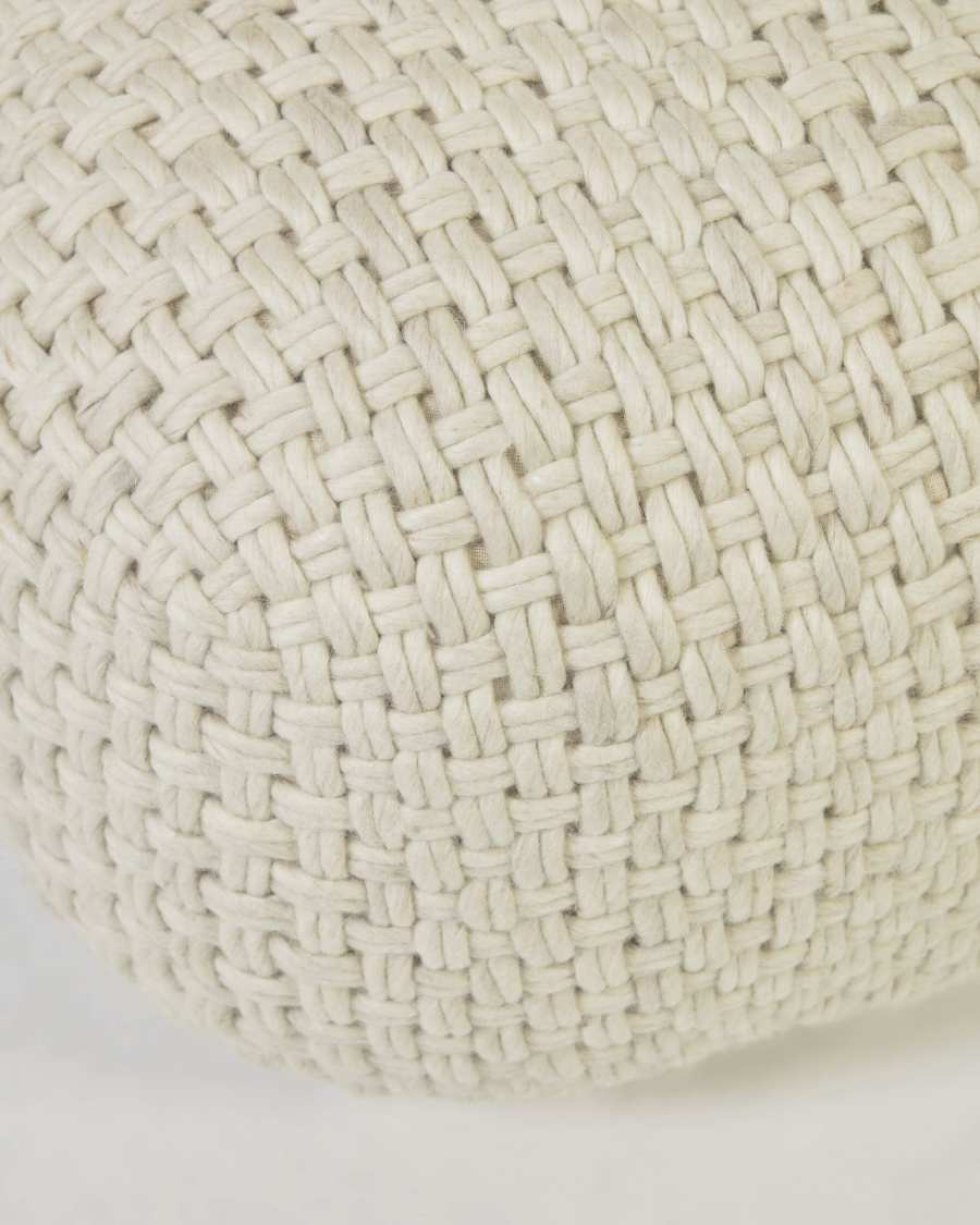 Betty round 100% wool pouffe in white Ø 50 cm