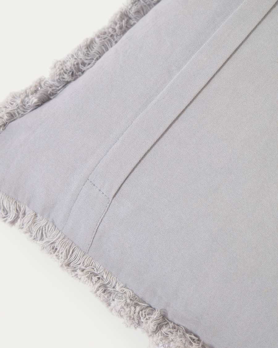 Cedella 100% cotton velvet cushion cover with fringe in grey 45 x 45 cm