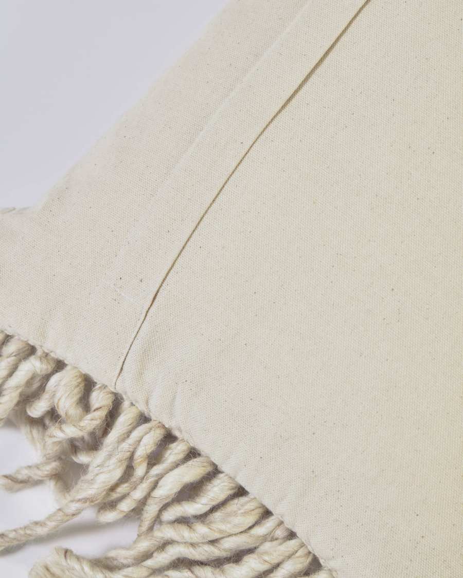 Housse de coussin Marcie en coton et laine blanc 30 x 50 cm