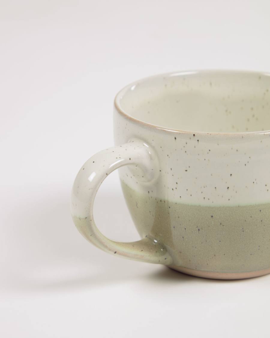 Elida ceramic cup in beige and green