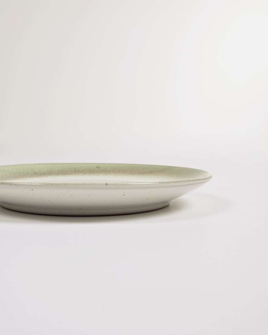 Elida dessert ceramic plate in beige and green