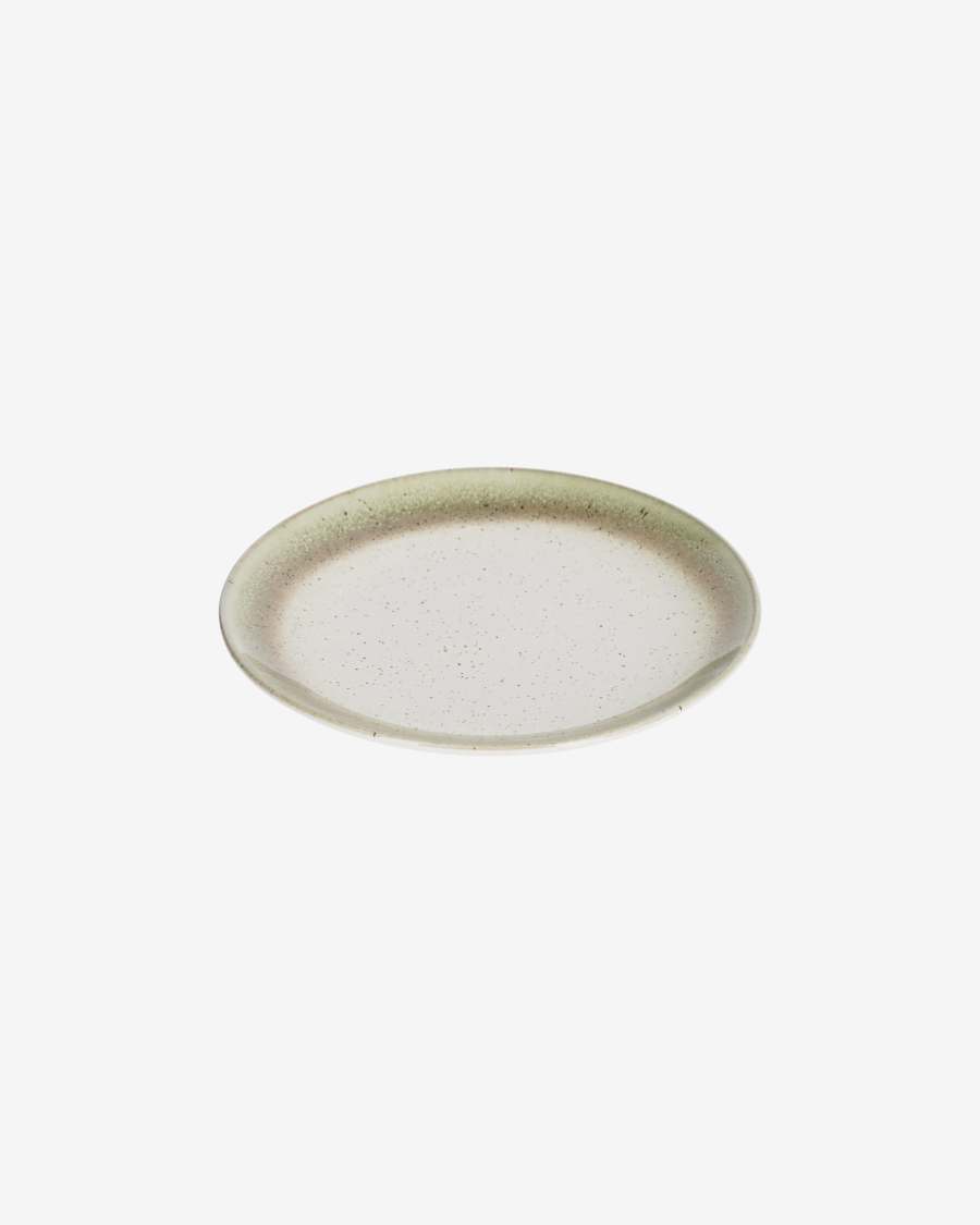 Elida dessert ceramic plate in beige and green