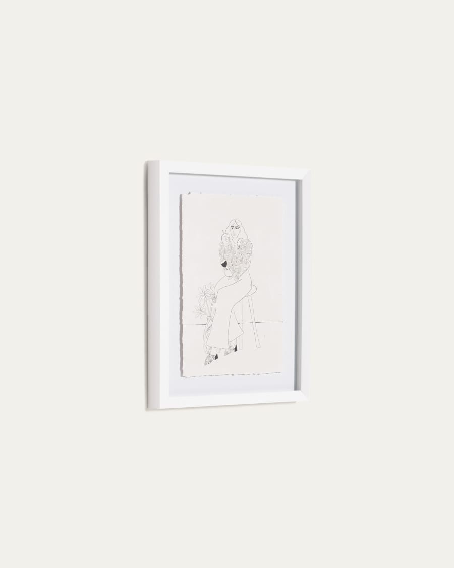 Mellea Bild Frau mit Weinglas weiß und schwarz 30 x 40 cm