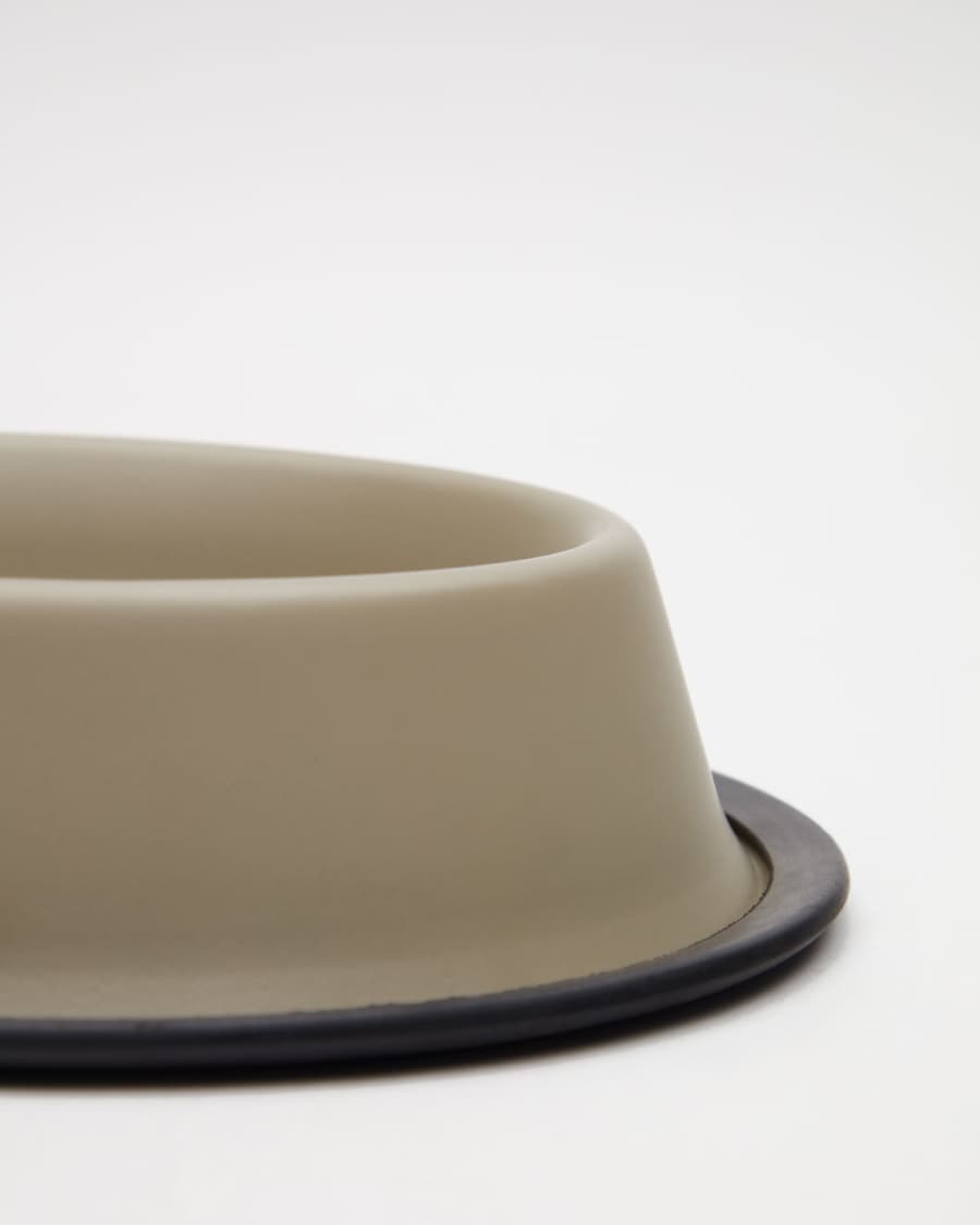 Dalitso set of 2 small food and water bowls for pets, in beige anti-rust steel, Ø 21 cm