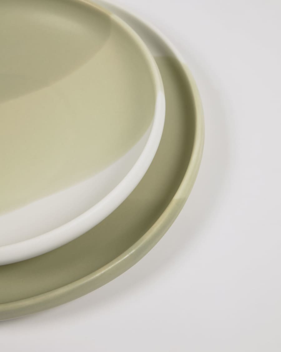 Sayuri porcelain dessert plate in green and white