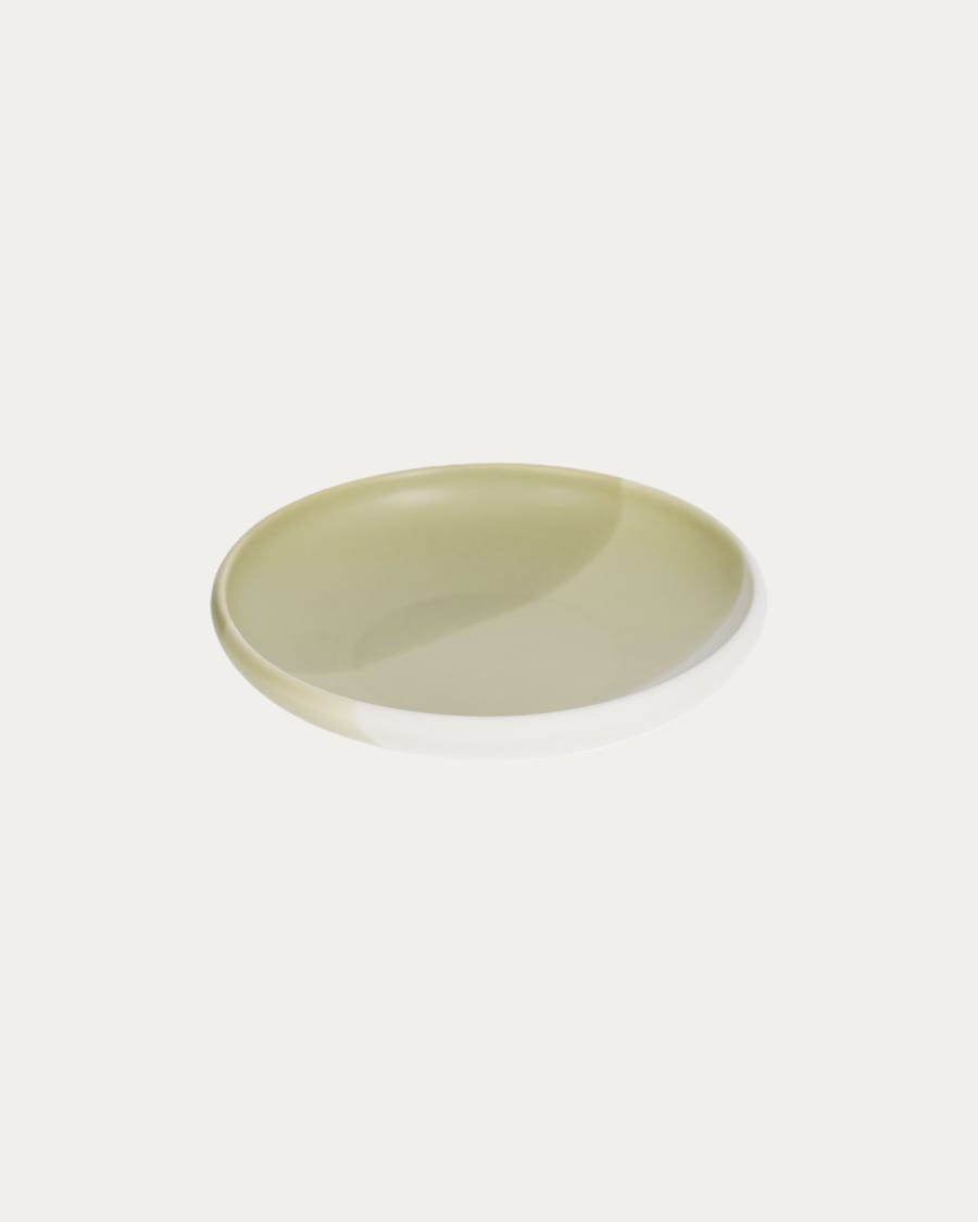 Sayuri porcelain dessert plate in green and white