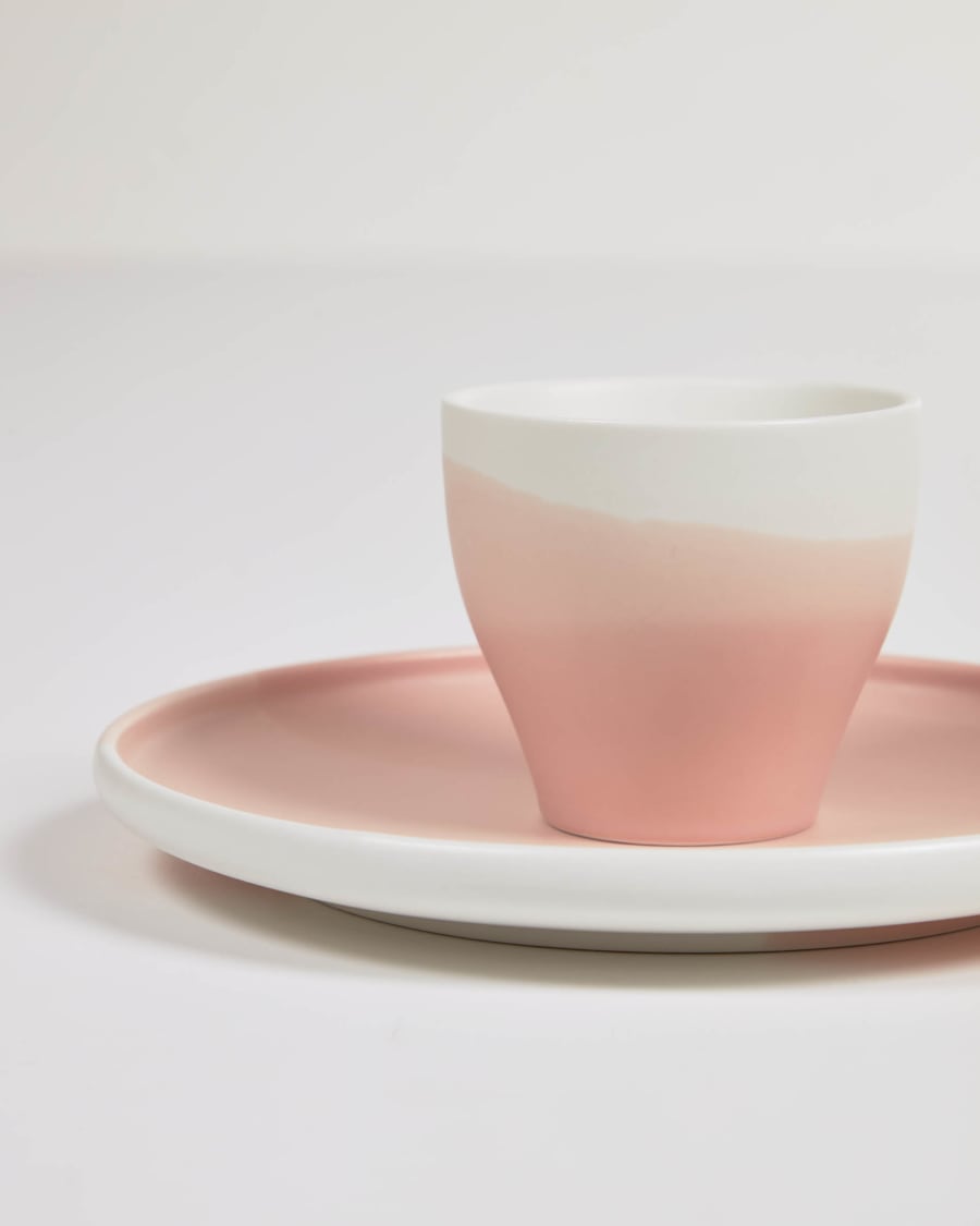 Sayuri porcelain coffee cup in pink and white