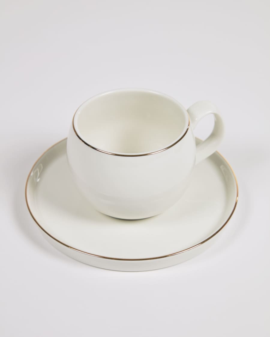 Taisia Kaffeetasse mit Untertasse aus Porzellan weiß