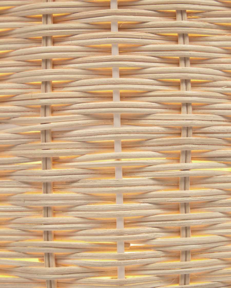 Lampada da tavolo Lumisa piccola in rattan finitura naturale e corda verde