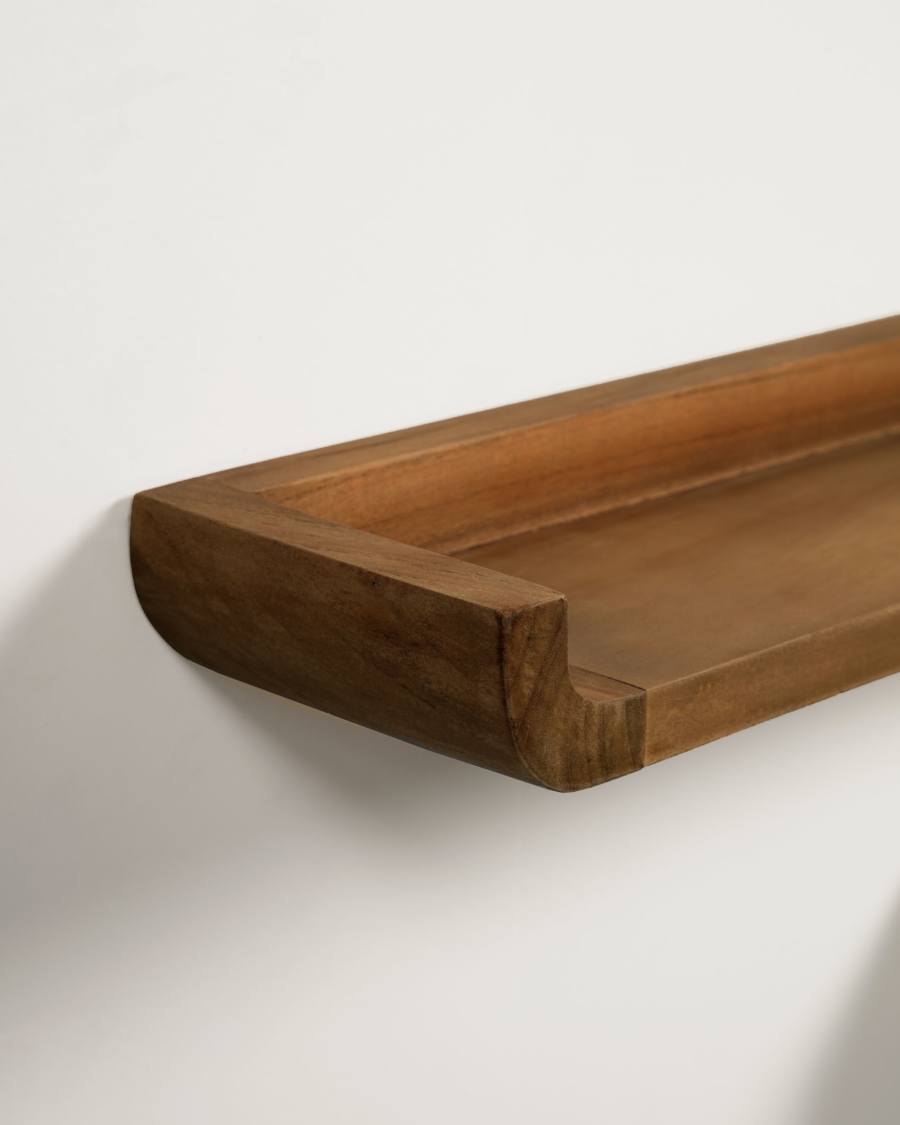 Shamel set of 2 shelves in solid teak with a walnut finish, 50 x 5 cm