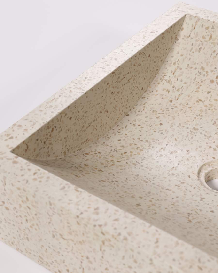 Lavabo da appoggio Delina in terrazzo bianco 40 x 45 cm