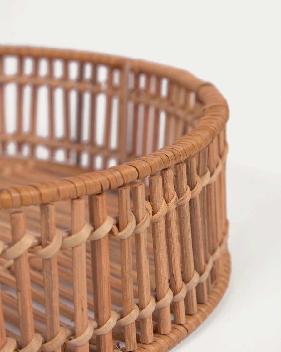 Set Coleenn di 2 vassoi rotondi 100% rattan con finitura naturale