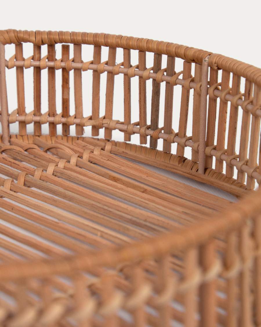 Set Coleenn di 2 vassoi rotondi 100% rattan con finitura naturale
