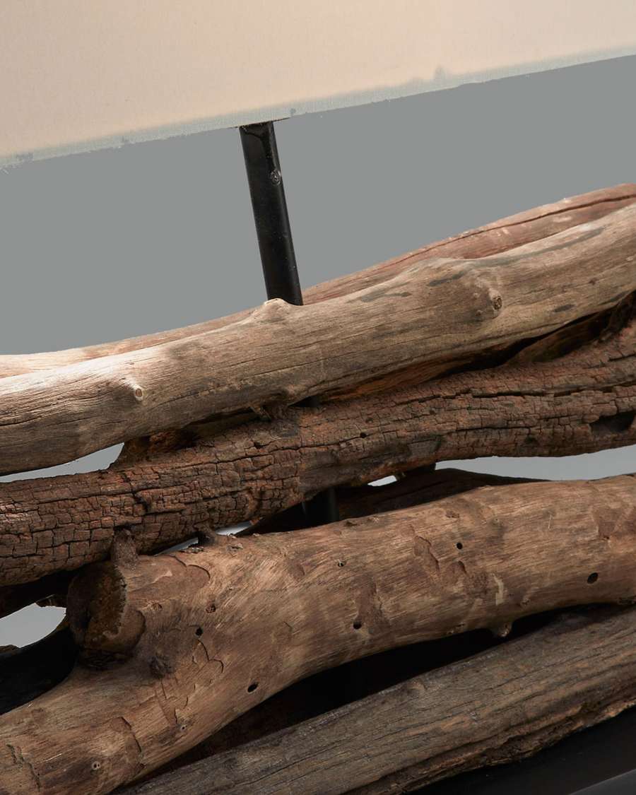 Sahai table lamp made of solid rubberwood UK adapter