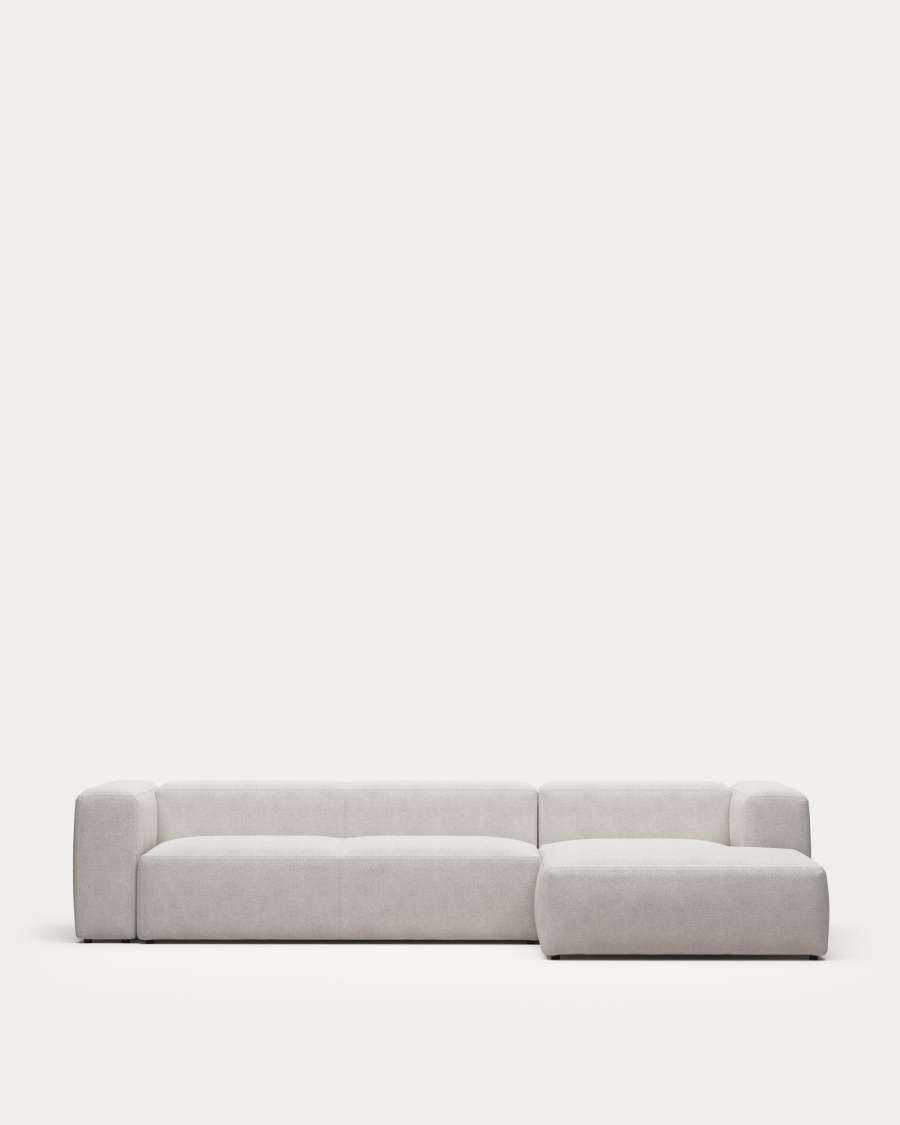 Blok 4 seater sofa with right side chaise longue in white fleece, 330 cm FR